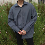 2021秋季潮款纯色衬衫宽松落肩袖男衬衫百搭潮男衬衫D602P55，男装衬衫，星座312B-1