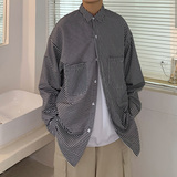2021春夏季条纹工装长袖衬衣男士宽松衬衫长袖潮男D603P45，男装衬衫，星座312B-1