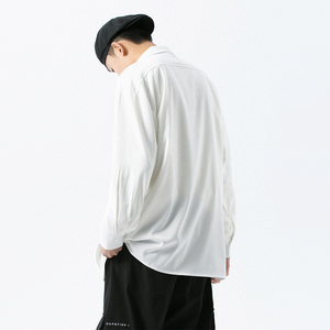 2021秋季纯色宽松男士上衣精致韩风男外套衬衫D602P55图片