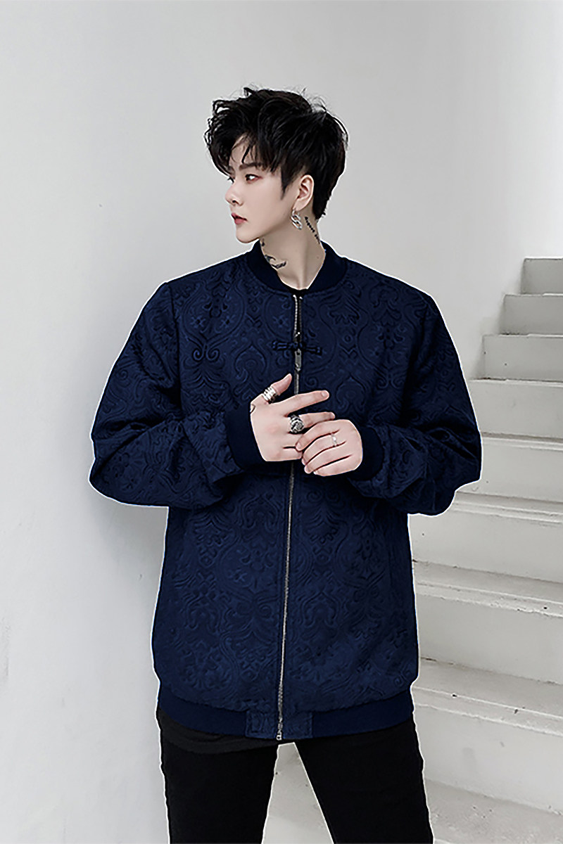 2021秋季潮款立体提花手工盘扣夹克百搭暗花夹克男外套D670P100,男装夹克,星座312B-1
