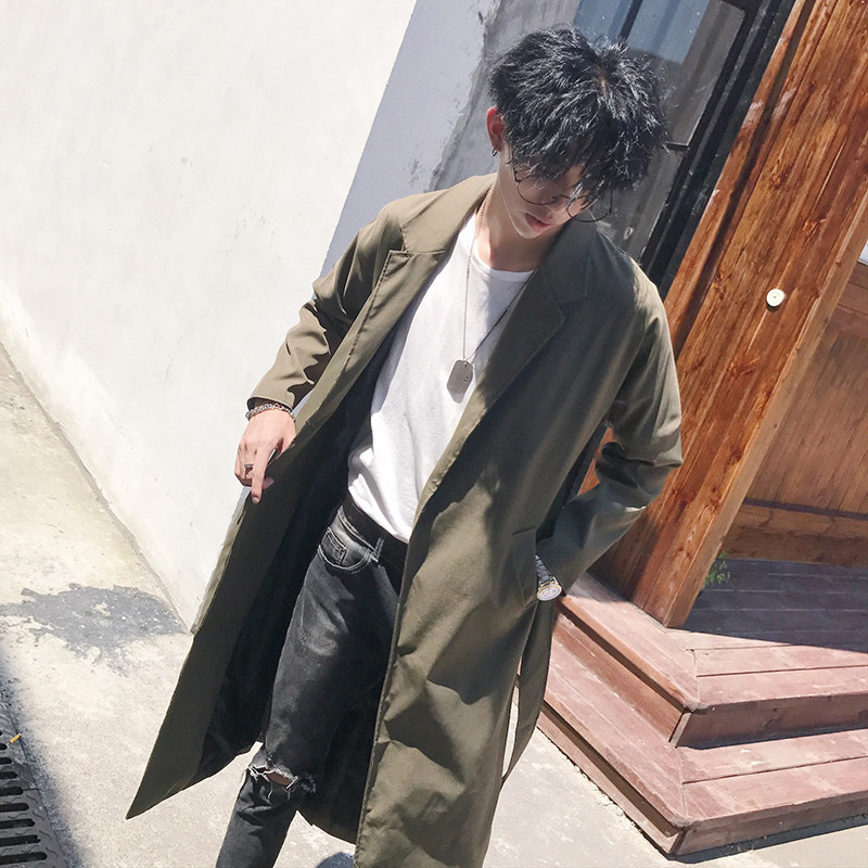 2021秋款潮品风衣男潮款长款时尚外套风衣韩版修身男风衣D54P135,男装风衣,星座312B-1