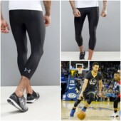 安德玛UA男子库里七分打底速干篮球高弹紧身长裤 1327647 1291328