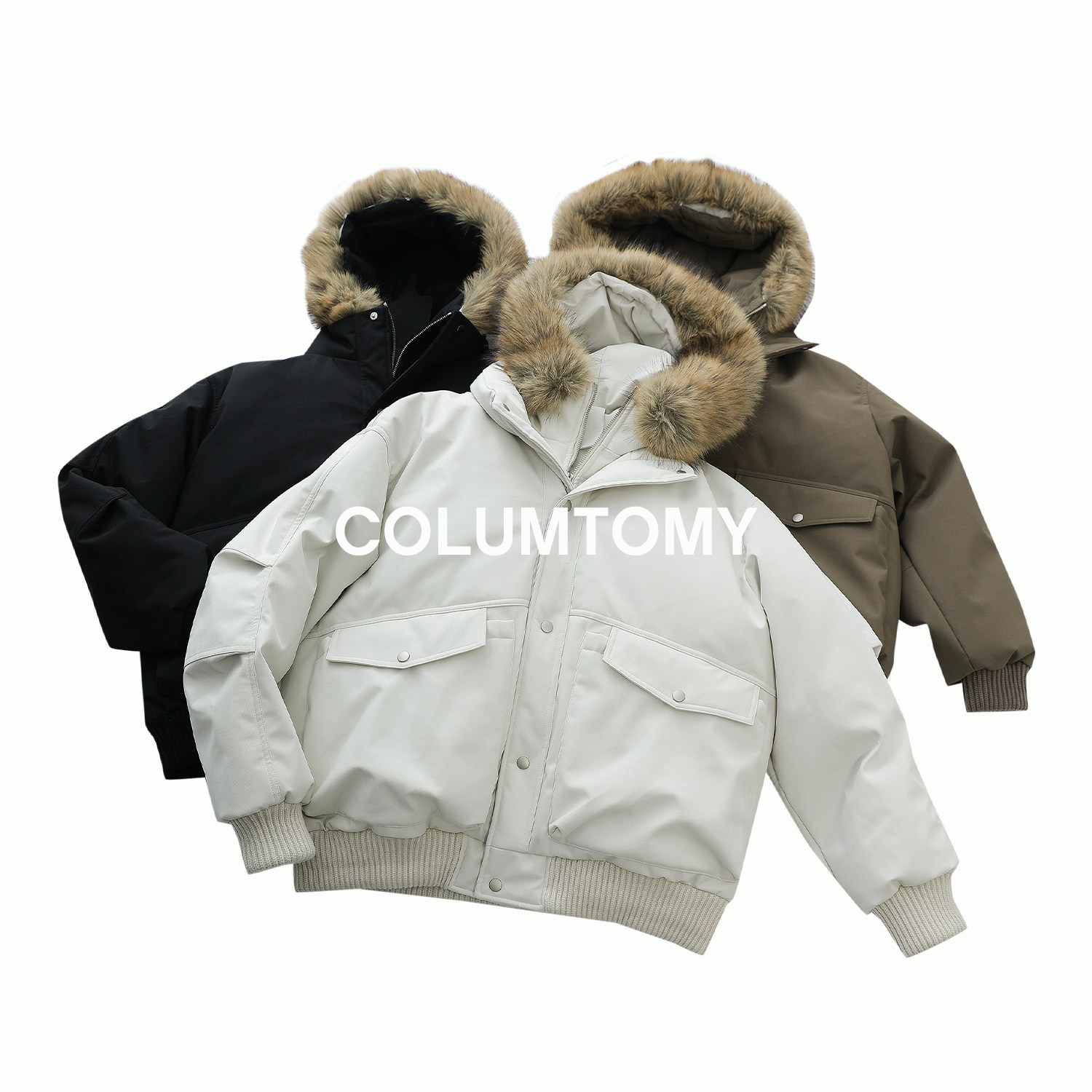 2025AW冬季新款仿貉子毛领羽绒服男士90白鸭绒保暖加厚老钱风外套