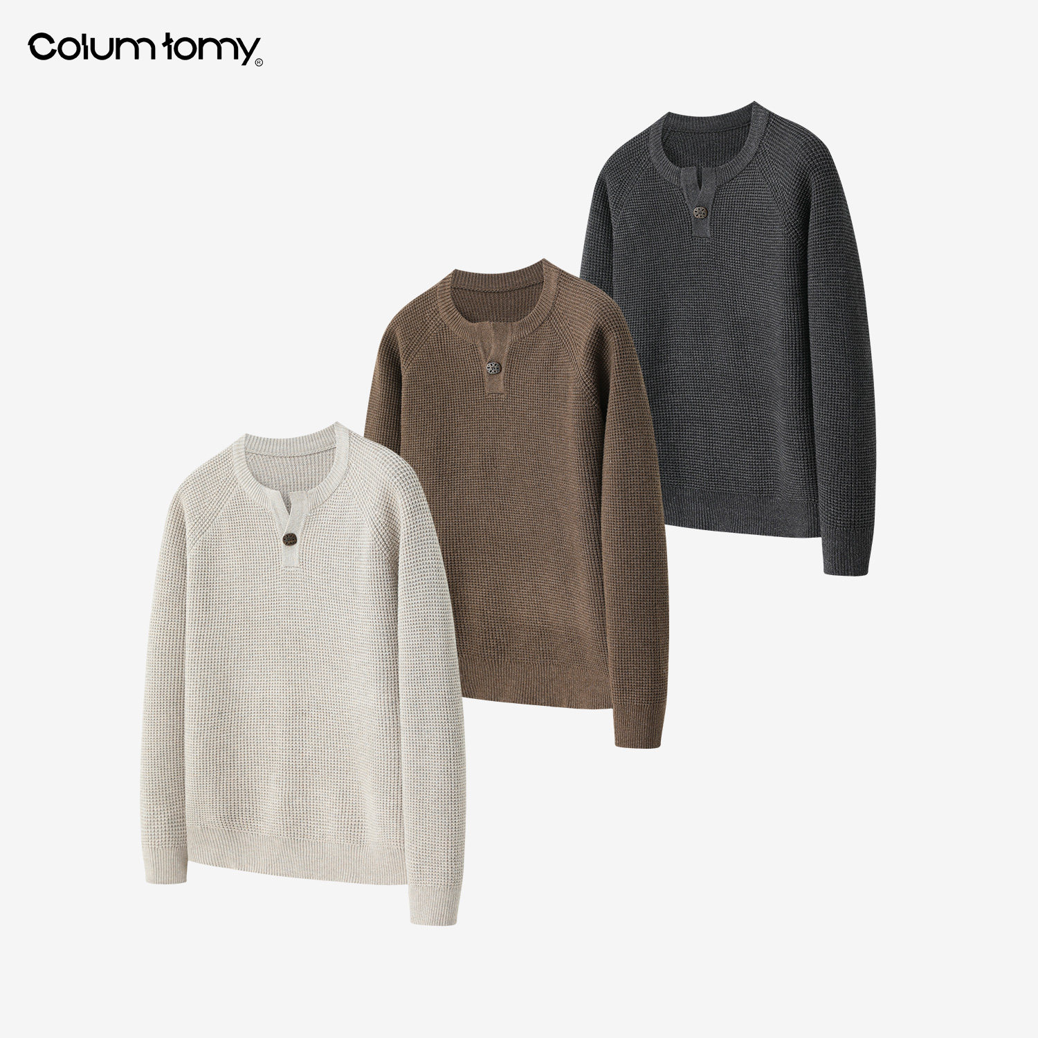 ColumTomy 2025/AW秋冬新品男士老钱风针织衫亨利领长袖毛衣外套