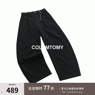 新款 2025AW冬季 加绒厚休闲裤 子男士 弯刀阔腿西裤 美式 全定轻奢