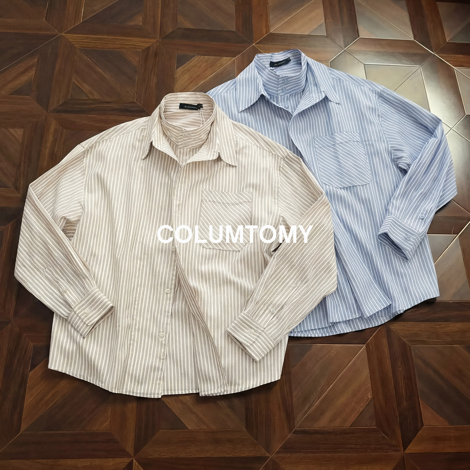 条纹衬衫男士竹纤维外套2026春秋季新款老钱风长袖潮宽松休闲上衣