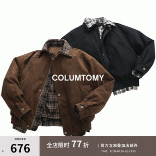 老钱风猎装 麂皮绒翻领千鸟格羽绒服2025AW冬季 男士 外套 新款