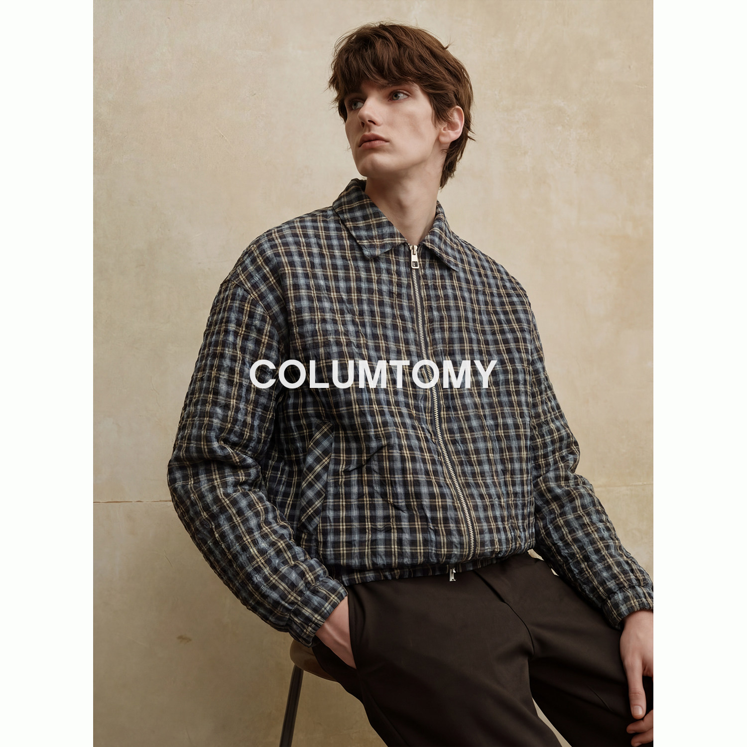 2026春秋季新款男士Cleanfit夹克外套美式格子翻领休闲高级感上衣