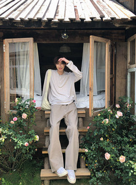 BUFANSTUDIO基础水洗牛仔裤美拉德卡其色长裤A字宽松直筒裤男简约