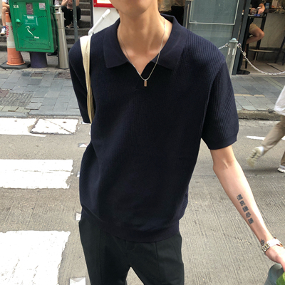 多色老钱风海鸥领宽松短袖Polo衫