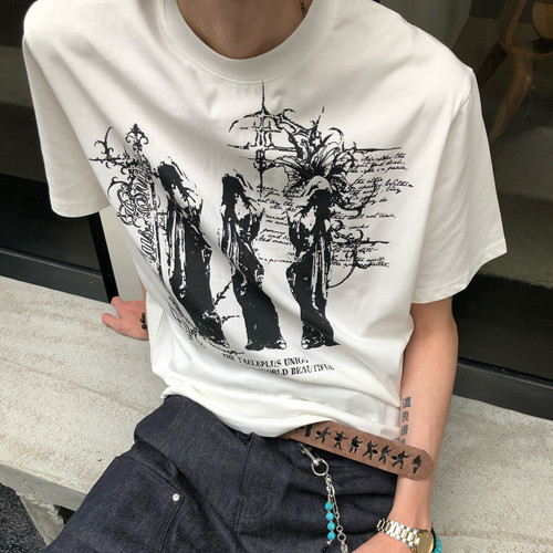 ’颂诗人哥特印花短袖T恤