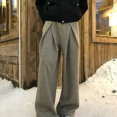 cleanfit长裤 BUFANSTUDIO呢绒休闲裤 复古氛围打褶A字阔腿裤 男宽松