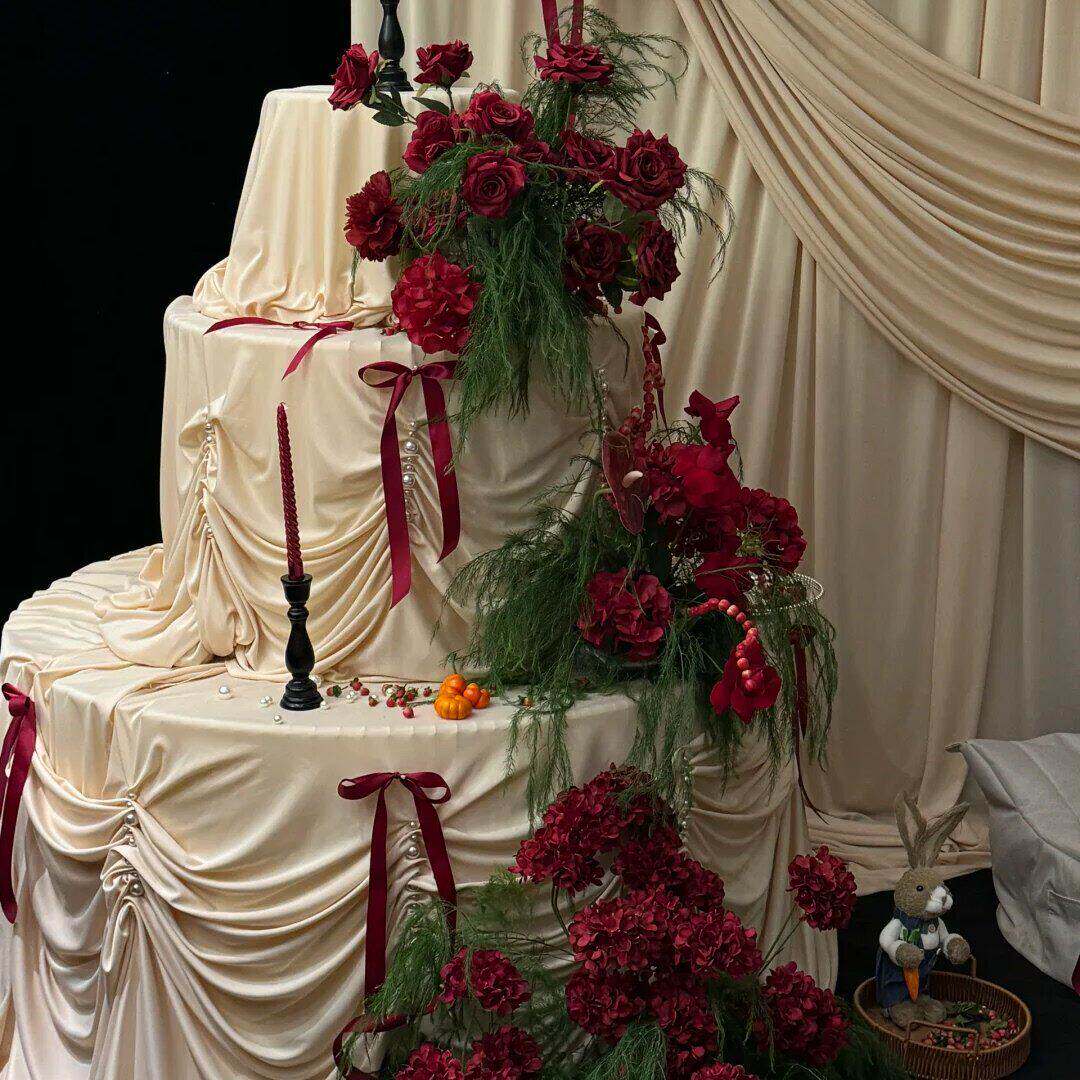 生日蛋糕摆件装饰婚礼布艺丝带套餐模型DIY 生日韩系装扮kt板摆件