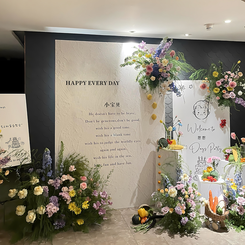 周岁生日布置韩系简约家庭布置