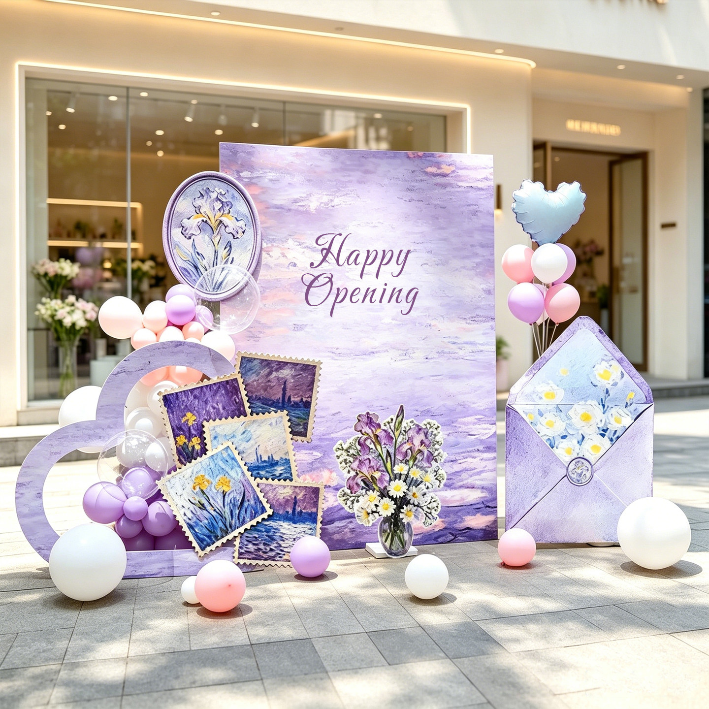 INS风高级感简约周年庆场景布置氛围感店铺开业美容院背景墙kt板