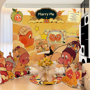 星星人求婚室内布置情人节浪漫场景装 饰高级惊喜道具酒店表白气球