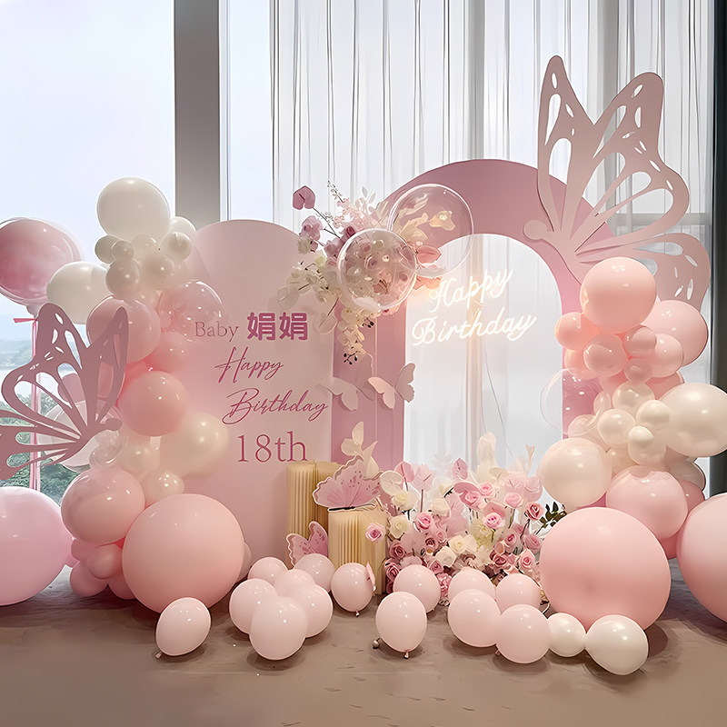 女生生日场景布置背景墙留影区装饰kt板18岁女孩成人礼气氛围感30
