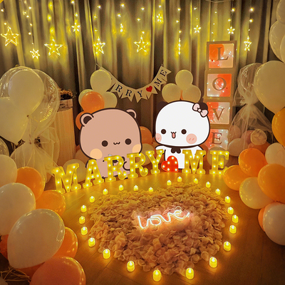 七夕情人节氛围感求婚室内布置