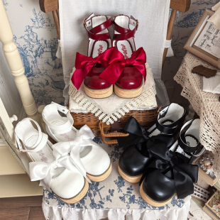 摩多modo原创Lolita圆头厚底松糕鞋 3.28上新 绑带心结