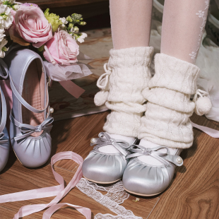 lolita鞋 流光芭蕾 低跟可爱圆头蝴蝶结芭蕾风小皮鞋 现货