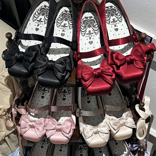 现货丨茜茜-新版方头丨摩多modo原创Lolita方头缎面单鞋