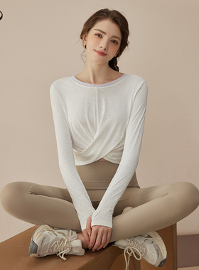 VOJ瑜伽服女春夏2025新款运动上衣普拉提训练服速干长袖健身套装