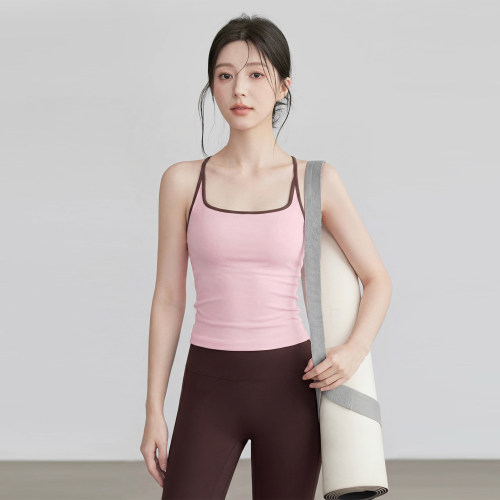 美背瑜伽服背心女带胸垫运动内衣