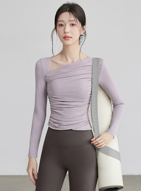 VOJ瑜伽服上衣高级感网纱上衣训练健身服秋冬跑步运动长袖普拉提