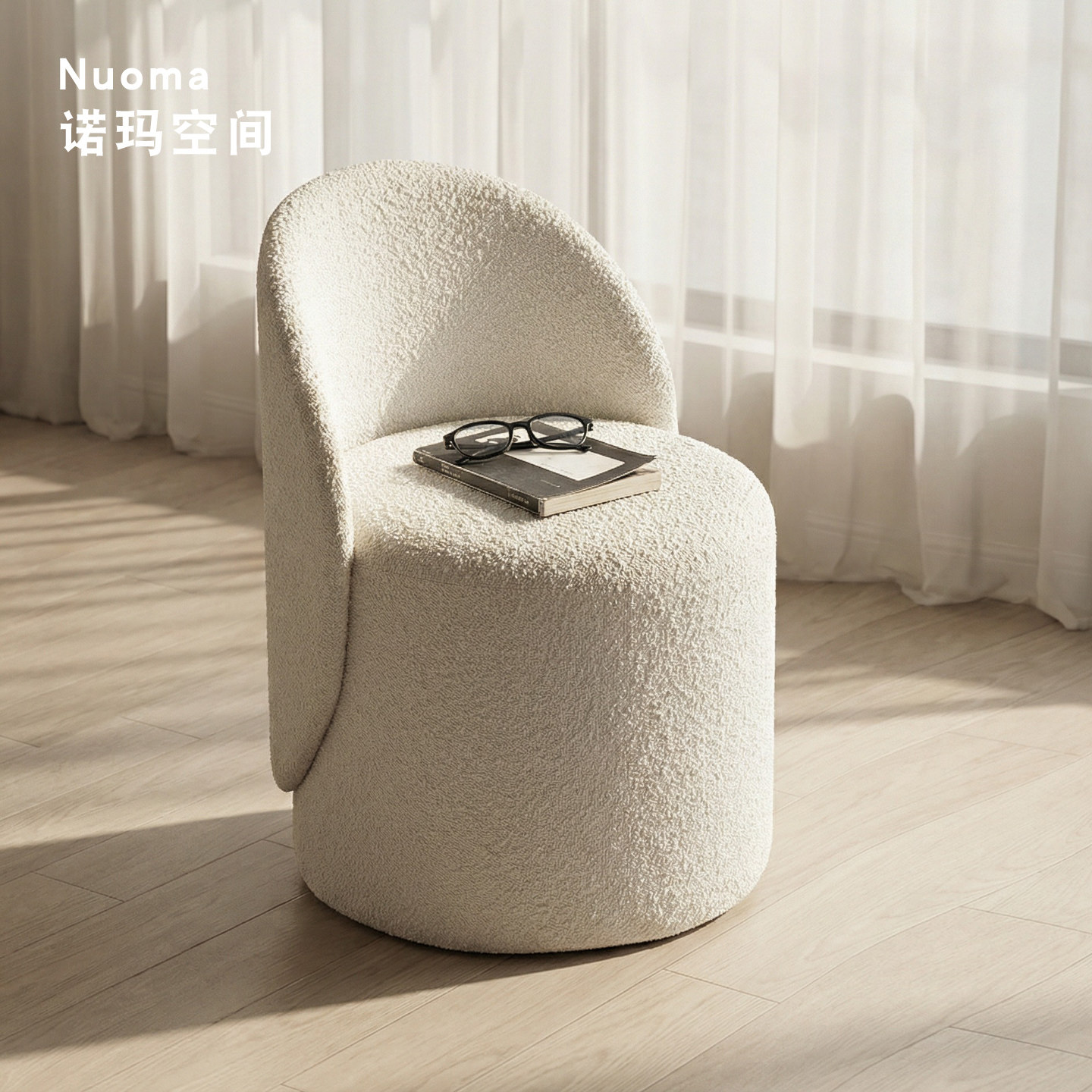 旋转化妆凳卧室轻奢极简靠背梳妆凳奶油风高端家用羊羔绒妆台椅子