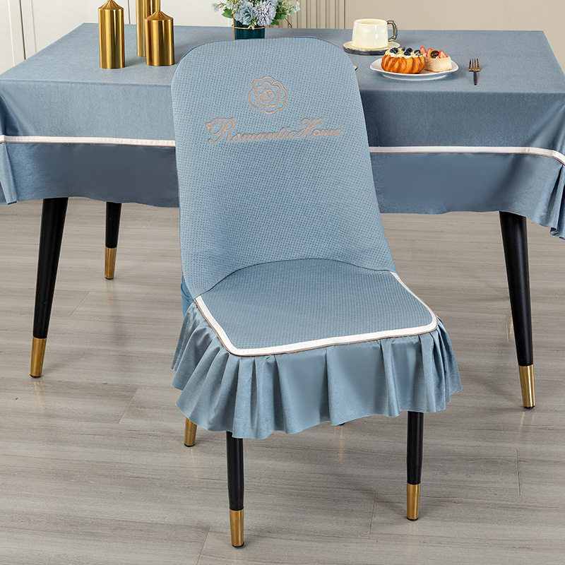 轻奢弧形椅子套罩餐桌椅套坐垫靠背一体垫夏季通用半圆椅垫凳子套