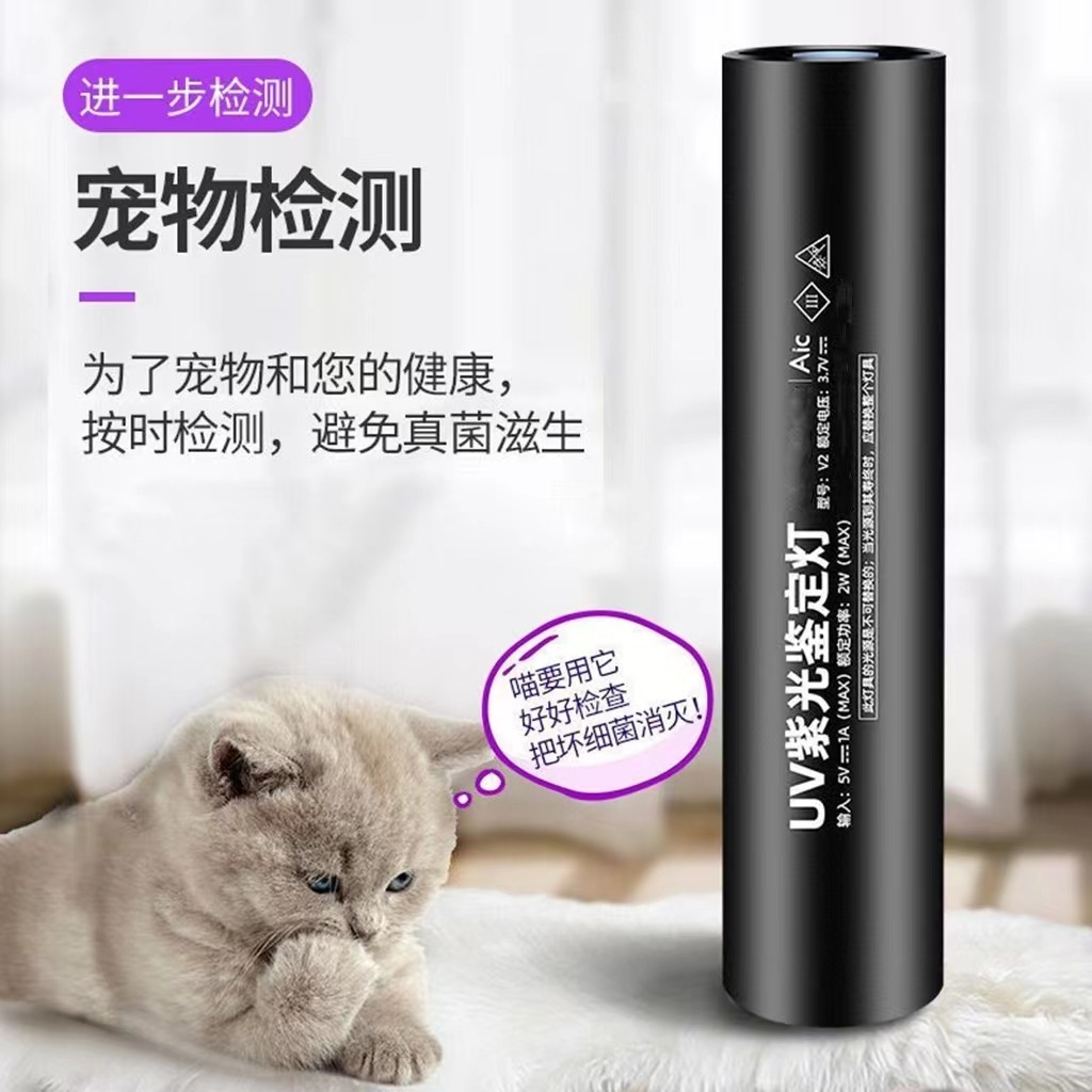 紫光灯鉴定专用365n手电筒照玉石烟酒验钞uv紫外线抓蝎子便携鉴别