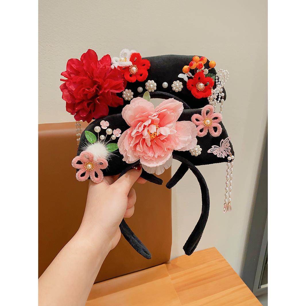 宫廷贵妃发箍可爱汉服唐装格格发饰娘娘旗头新年头箍儿童发卡头饰