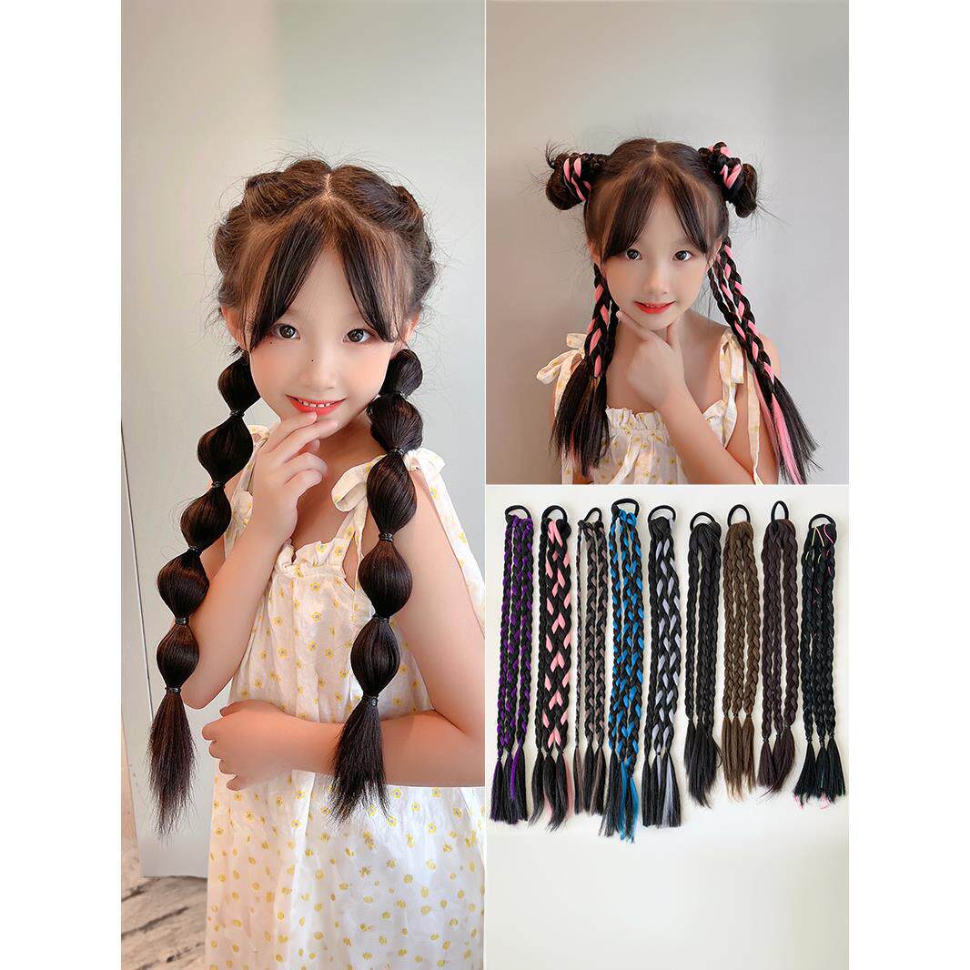 儿童街舞彩色脏辫辫发绳假发编发马尾彩绳女童发丝女生神器拳击辫