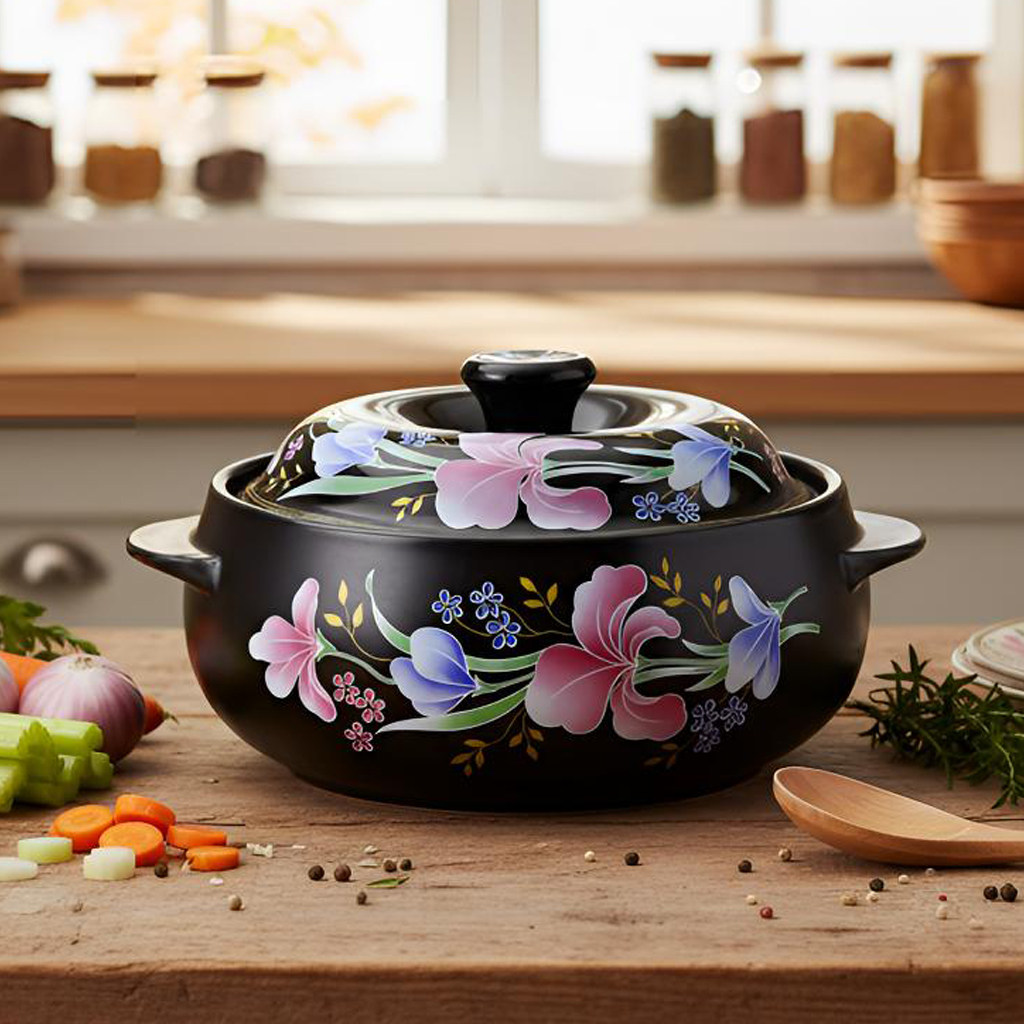 固米斯韩式双耳砂锅汤锅煲陶瓷锅炖锅煲汤明火耐高温耐干烧炖锅