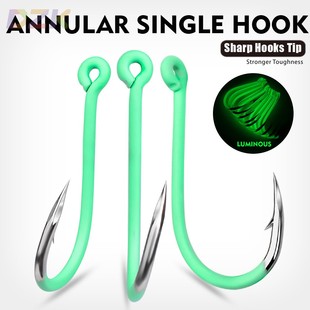 管付千又路亚鱼钩 带圈有倒刺海钓钩 大物矶钓夜光歪嘴三角牙钩p1