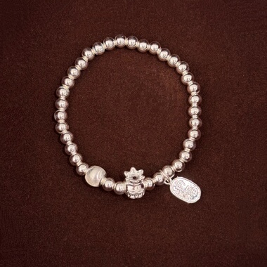 千凤银足银999招财纳福纯银手链