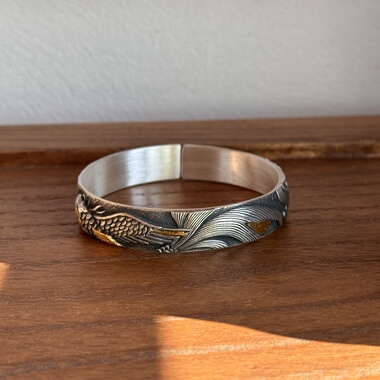 千凤银足银999山海经飞鳐鱼手镯