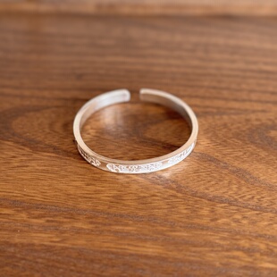 千凤银足银999凹面亮面福字开口纯银手镯女款大气送闺蜜送妈妈礼