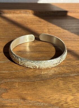 千凤银足银999锦鲤水波纹手镯