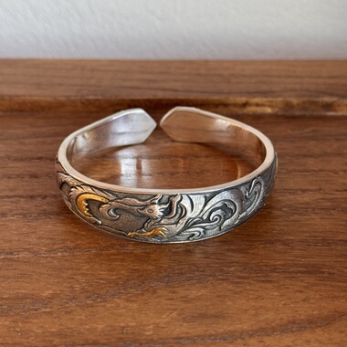 千凤银足银999九尾灵狐纯银手镯