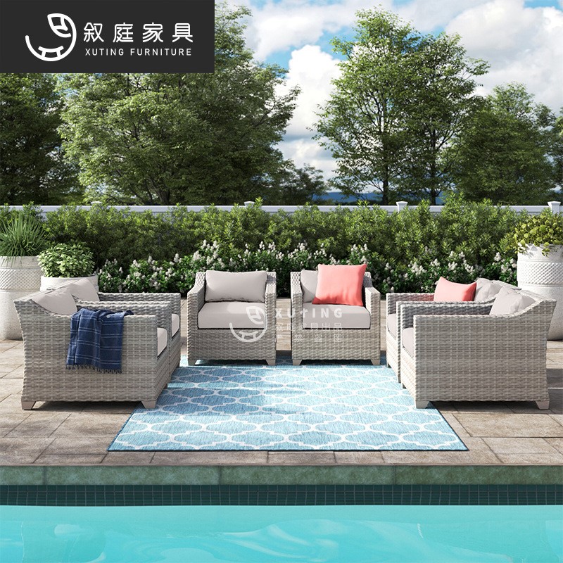 户外沙发庭院露台室外阳光房防晒防水花园民宿休闲藤编藤沙发组合