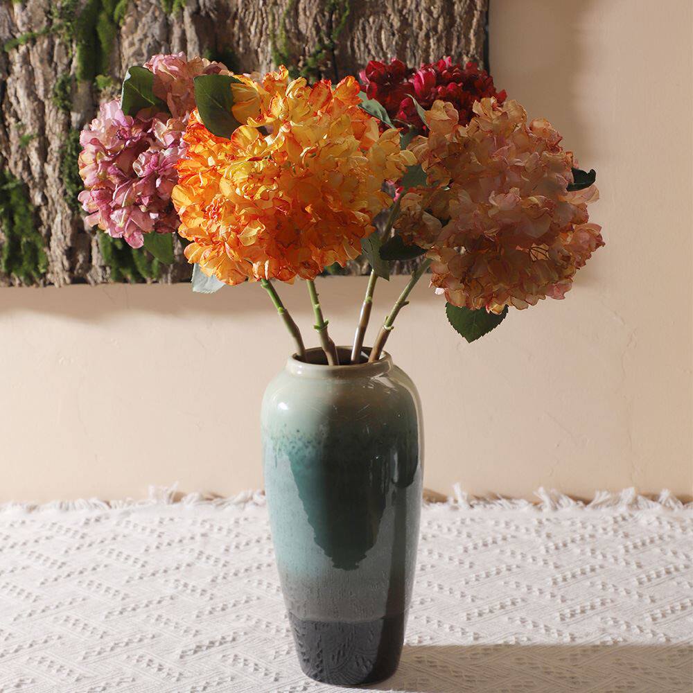 原素仿真大支法国烤边绣球 家居客厅装饰 烤边秋色复古人造花