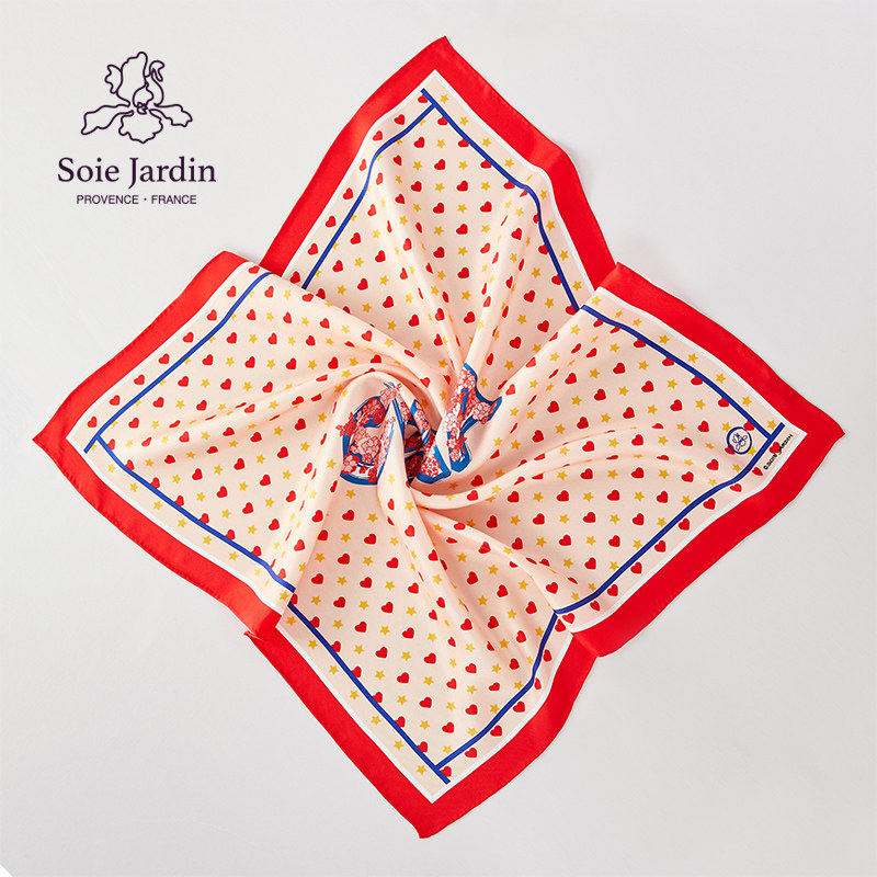 soie jardin 7#真丝印花方巾原创礼物丝绸头巾65*65爱心情侣丝巾,服饰配件/皮带/帽子/围巾,围巾/丝巾/披肩,淘宝优惠券,粉丝福利购,淘宝优惠卷