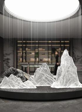 售楼处大型透明树脂假山装饰落地摆件艺术品装置酒店庭院冰山雕塑