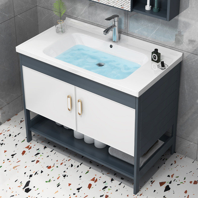 化妆室洗脸盆柜组合铝合金浴室柜落地洗手盆家用洗漱台一体陶瓷盆,家装主材,浴室柜组合,淘宝优惠券,粉丝福利购,淘宝优惠卷