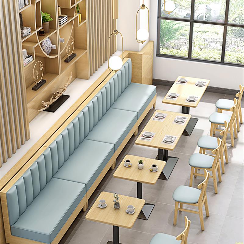 港式早茶楼西餐厅汉堡奶茶饭餐饮轻食店卡座沙发桌椅组合实木商用