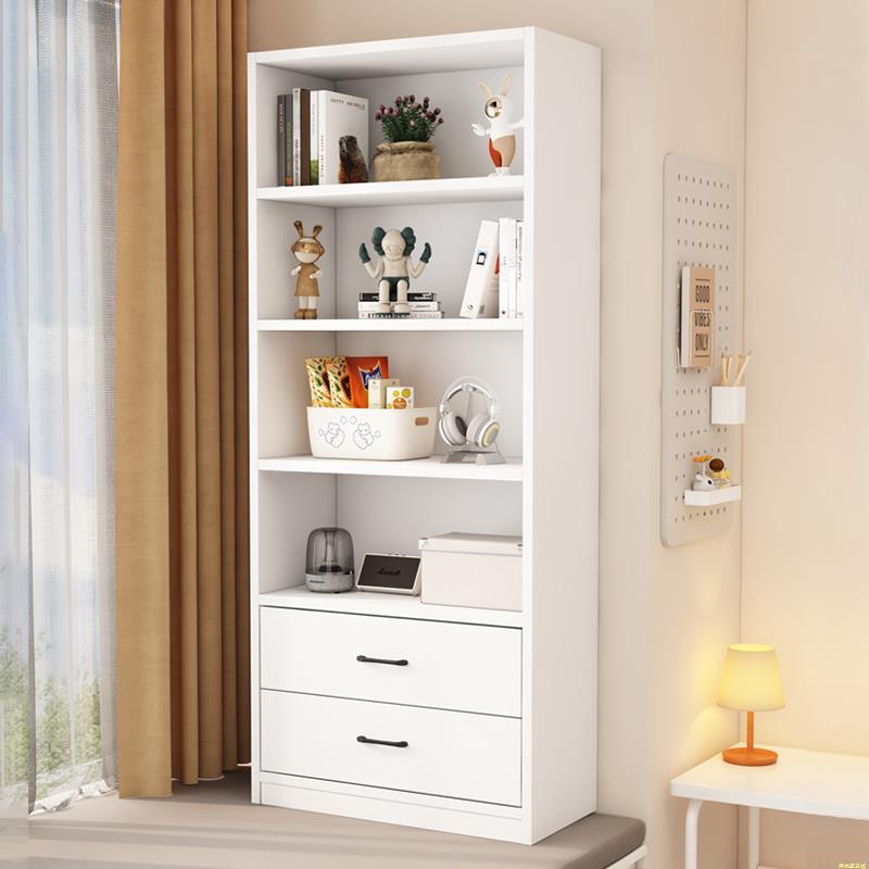 全实木书柜落地置物架儿童家用书架阳台飘窗柜带抽靠墙收纳储物柜