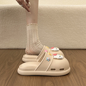 半拖厚底凉拖鞋 卡通凯蒂猫包头洞洞鞋 勃肯鞋 春夏季 女外穿2026新款