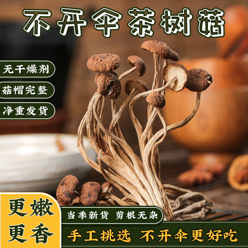 新货茶树菇干货500g不开伞无硫熏香菇蘑菇剪脚茶树菌农家煲汤食材