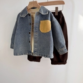 儿童衬衣男孩撞色衬衫 男童牛仔外套春秋款 幼童洋气上衣 实力款 经典